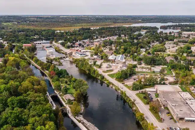 aerial view of lakefield ontario